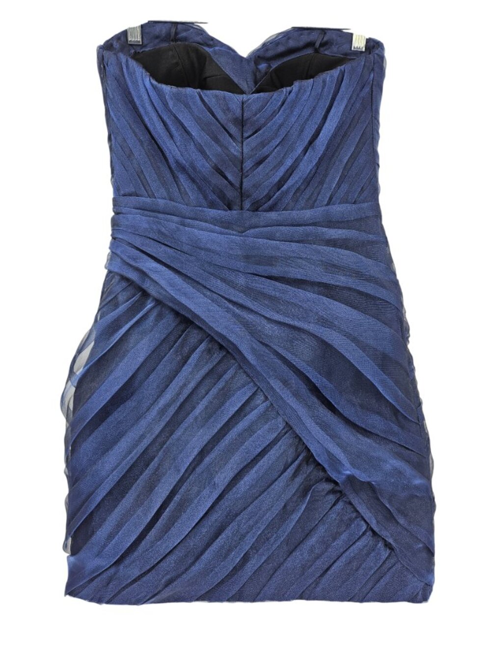 Theia Strapless Ruched Tulle Cocktail Dress Navy Blue Women's Size 6 Evening - Picture 2 of 12